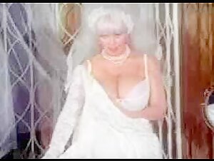 Big Tits Granny Candy Samples Masturbates in Wedding Dress